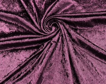 Plum 59" Wide Crushed Stretch Panne Velvet Velour Fabric Sold By The Yard.