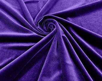 Jewel purple 60" Wide 90% Polyester 10 percent Spandex Stretch Velvet Fabric for Sewing Apparel Costumes Craft, Sold By The Yard.