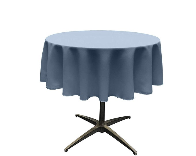 Coppen Blue - Solid Round Polyester Poplin Tablecloth Seamless.