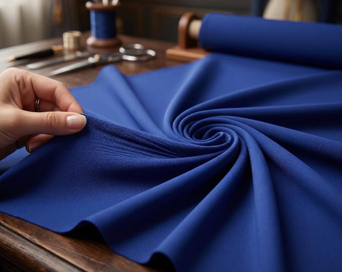Royal Blue Dull Stretch Crepe Fabric by the Yard – Matte 4 Way Stretch Polyester Spandex Bridal & Apparel Fabric