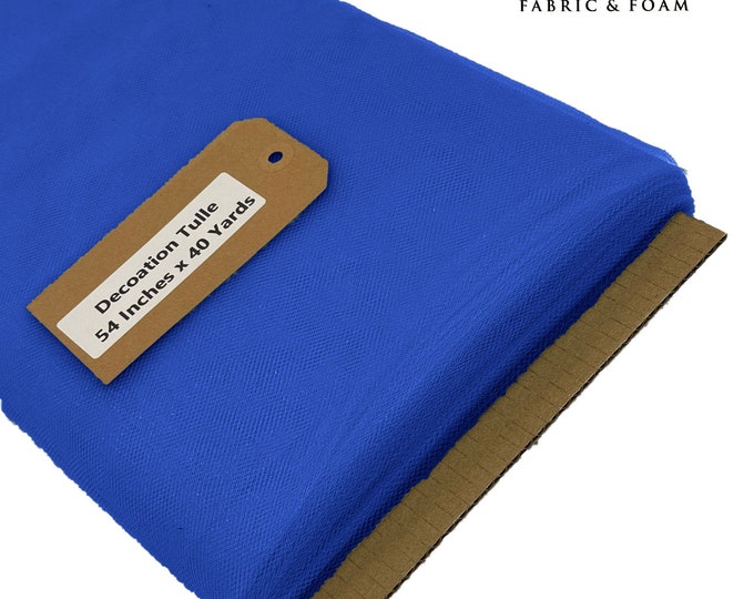 Royal Blue 54" Wide by 40 Yards Long (120 Feet) Polyester Tulle Fabric Bolt, for Wedding and Decoration.