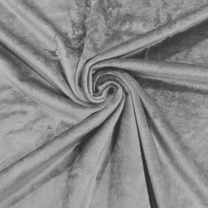 Gray Solid Smooth Minky Fabric for Quilting, Blankets, Baby & Pet Accessories, Pillows, Throws, Clothes, Stuffed Toys, Costume.