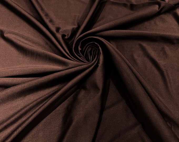 Dark Brown Shiny Milliskin Nylon Spandex Fabric 4 Way Stretch 58" Wide Sold by The Yard