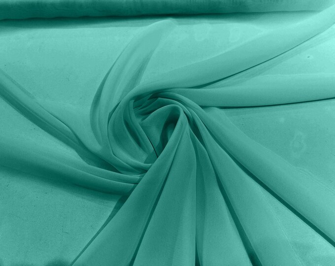 Jade 5 Yards 60" Wide Sheer Fabric Chiffon Fabric by The Yard Continuous Solid Color Draping Fabric for Wedding Party Easter Backdrop