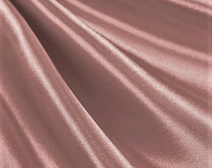 Dusty Rose Heavy Shiny Bridal Satin Fabric for Wedding Dress, 60" inches wide sold by The Yard.