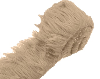Taupe Long Pile Soft Faux Fur Fabric STRIP for Fur suit, Cosplay Costume, Photo Prop, Trim, Throw Pillow, Crafts.