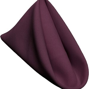 18 x 18 Inches Polyester Poplin Decorative Table Napkins, Party Supply - Pack of 12- Eggplant