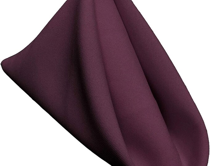 18 x 18 Inches Polyester Poplin Decorative Table Napkins, Party Supply - Pack of 12- Eggplant