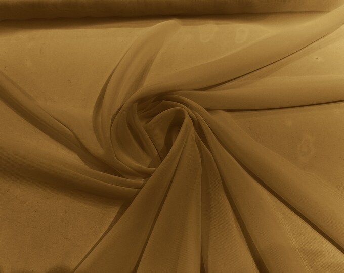 Khaki 58/60" Wide 100% Polyester Soft Light Weight, Sheer, See Through Chiffon Fabric/ Bridal Apparel | Dresses | Costumes/ Backdrop