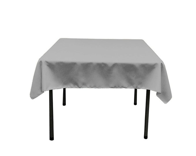 Silver Square Polyester Poplin Table Overlay - Diamond. Choose Size Below