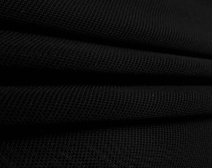 Black 58/60" Wide Solid Stretch Power Mesh Fabric Nylon Spandex Sold By The Yard.