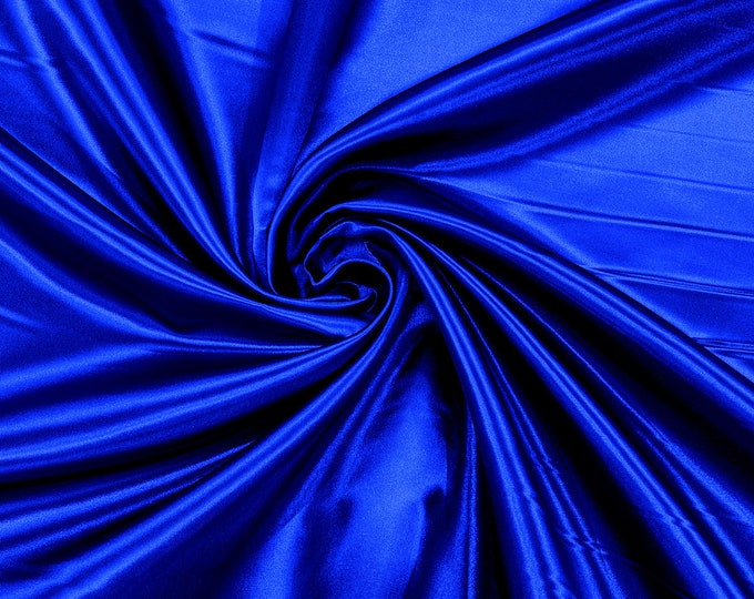 Royal Blue Heavy Shiny Bridal Satin Fabric for Wedding Dress, 60" inches wide sold by The Yard. New Colors