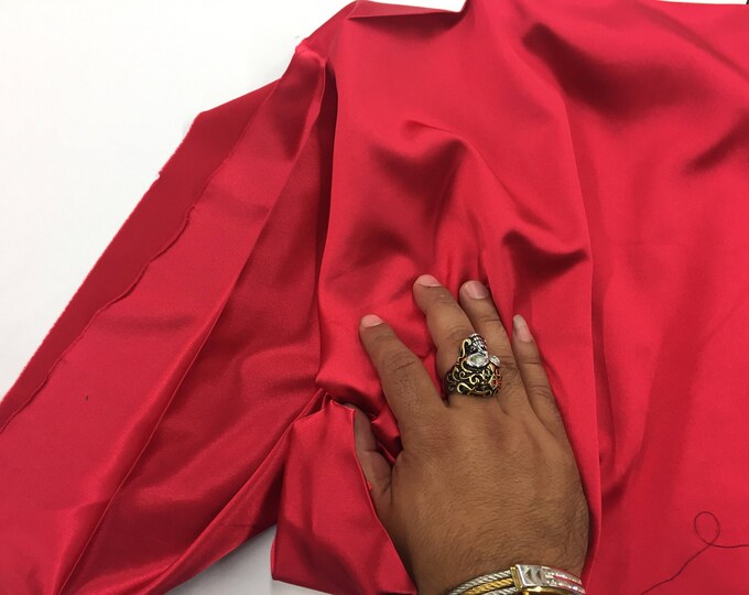 Red 58 inch 2 way stretch charmeuse satin-super soft silky satin-wedding-bridal-prom-nightgown-sold by the yard.