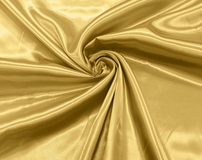 N/Gold Shiny Charmeuse Satin Fabric for Wedding Dress/Crafts Costumes/58” Wide /Silky Satin