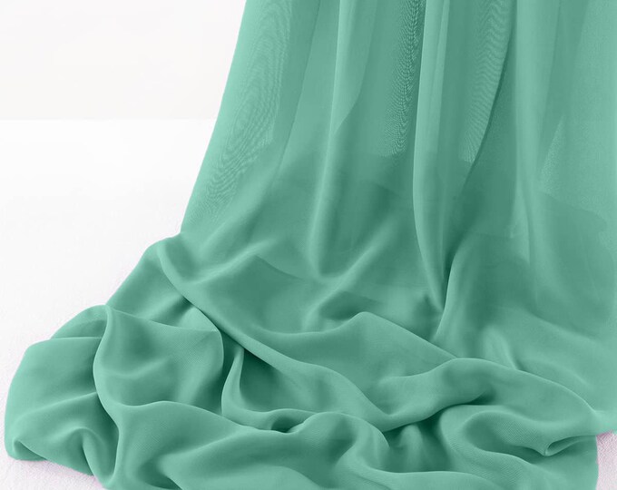 Aqua Green - Wool Dobby Chiffon Sheer Table Runner for Wedding, Decorations for Birthday Parties, Banquets, Engagements.