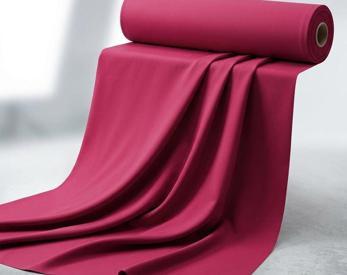 Fuchsia Stretch Crepe Fabric by Yard, 4 Way Stretch Matte Crepe, Polyester Spandex Fabric, Bridal Dress Apparel Fabric 58 Inch Wide