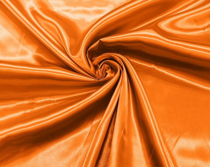 Orange - Shiny Charmeuse Satin Fabric for Wedding Dress/Crafts Costumes/58” Wide /Silky Satin