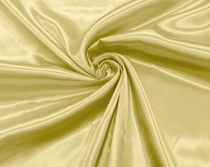 Light Yellow Shiny Charmeuse Satin Fabric for Wedding Dress/Crafts Costumes/58” Wide /Silky Satin