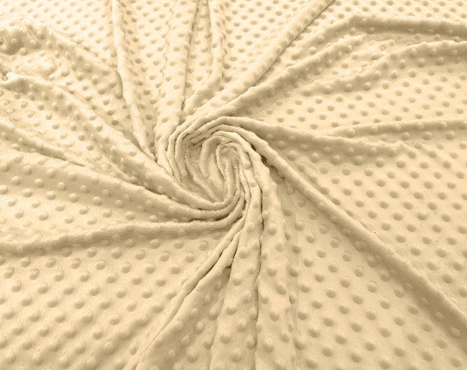 Khaki Polka Dot Minky Fabric By The Yard | Super Soft Minkee Fabric | 58’’ Wide | 2 Way Stretch Polka Dot Minky Fabric.
