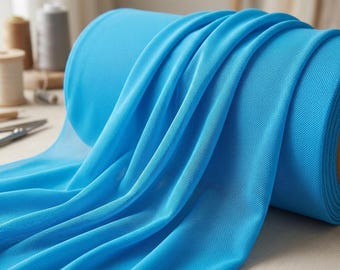 Blue Power Mesh Fabric Stretch Nylon Spandex Sheer Mesh Fabric 60 Inch Wide Teal Dress Fabric Soft Tulle Fabric by the Yard