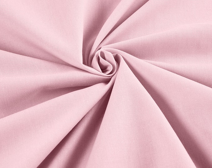 Pink - 58-59" Wide Premium Light Weight Poly Cotton Blend Broadcloth Fabric Sold By The Yard.