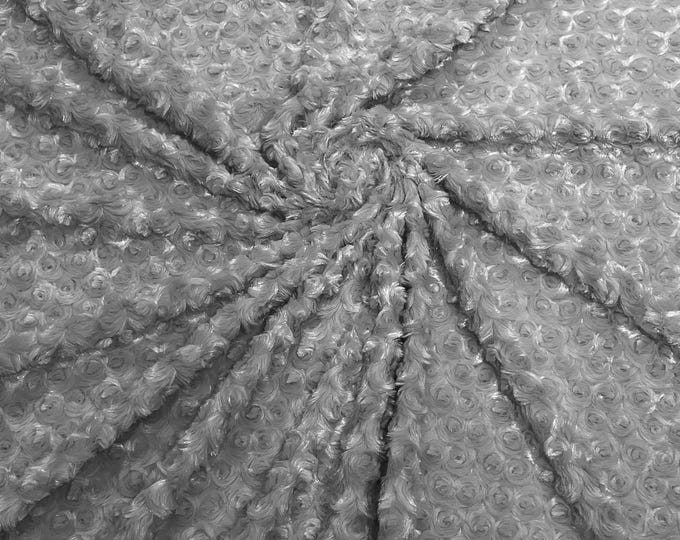 Silver Minky Swirl Rosebud Plush Fur Fabric| 58" Wide | Apparel.