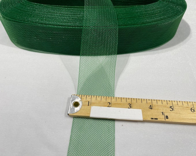 Hunter Green Crinoline horsehair braid trim 2 inch -sold by the yard.