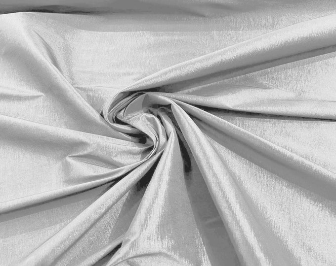 Silver 58" Wide Medium Weight Stretch Two Tone Taffeta Fabric, Stretch Fabric For Bridal Dress Clothing Custom Wedding Gown, New Colors