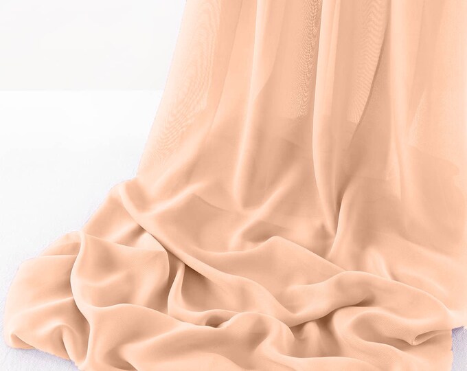 Blush Peach Chelsea Wool Dobby Chiffon Fabric/58" Wide Sheer Fabric/Solid Color Draping Fabric for Wedding Party Easter Backdrop.