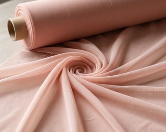 Rose Powder Power Mesh Fabric Stretch Nylon Spandex Sheer Mesh Fabric 60 Inch Wide Soft Blush Pink Tulle Fabric by the Yard