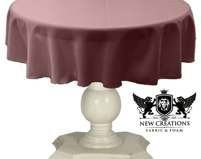 Mauve Tablecloth Solid Dull Bridal Satin Overlay for Small Coffee Table Seamless.