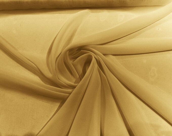 Gold 5 Yards 60" Wide Sheer Fabric Chiffon Fabric by The Yard Continuous Solid Color Draping Fabric for Wedding Party Easter Backdrop.