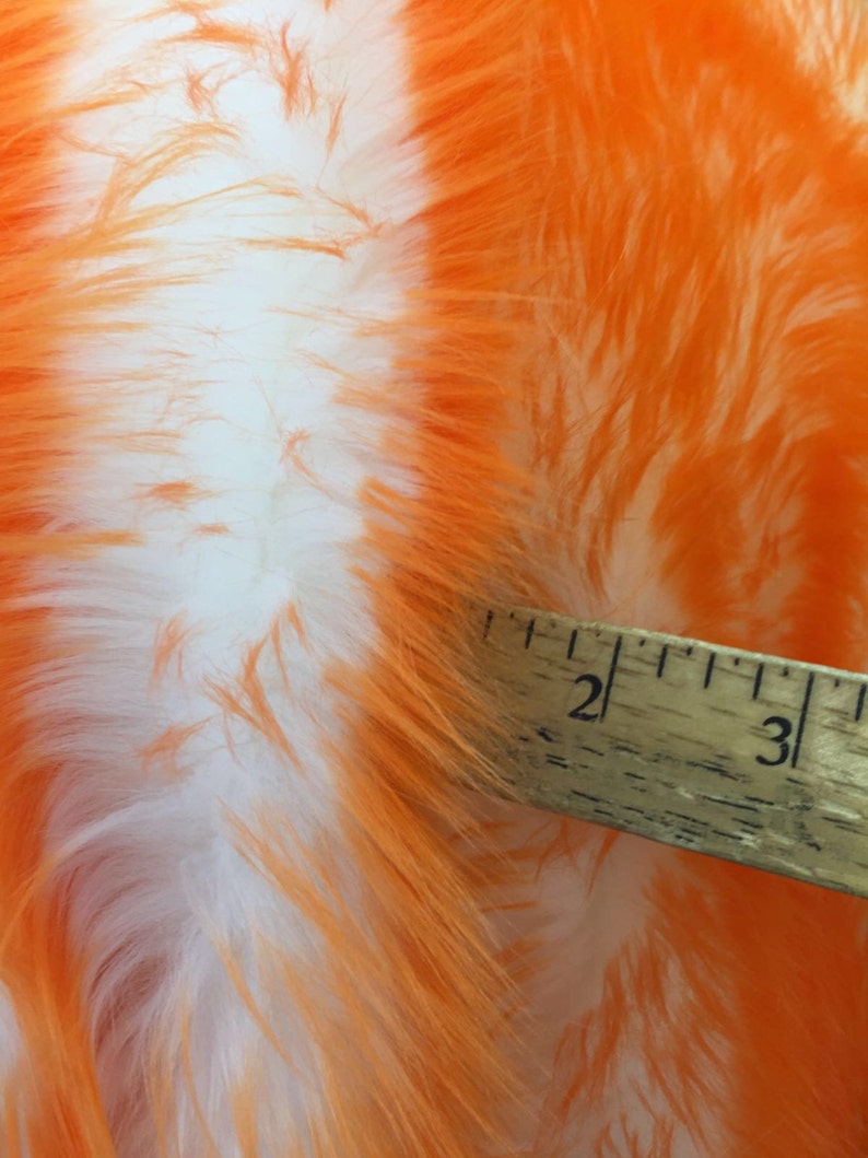 Fun Fur Candy Raver Orange/ivory Deluxe Cotton Candy Design- Shaggy Faux Fun Fur-2 Tone ...