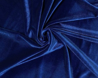 Royal Blue 60" Wide 90% Polyester 10 percent Spandex Stretch Velvet Fabric for Sewing Apparel Costumes Craft, Sold By The Yard.
