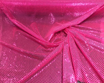 Neon Pink 44/45" Wide Faux Sequin Light weight Knit Fabric Shiny Dot Confetti for Sewing Costumes Apparel Crafts Sold by The Yard.
