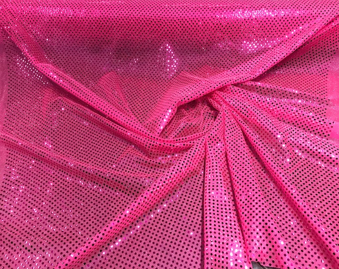 Neon Pink 44/45" Wide Faux Sequin Light weight Knit Fabric Shiny Dot Confetti for Sewing Costumes Apparel Crafts Sold by The Yard.