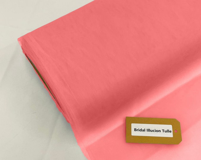 Light Coral - Bridal Illusion Tulle 108"Wide Polyester Premium Tulle Fabric Bolt.
