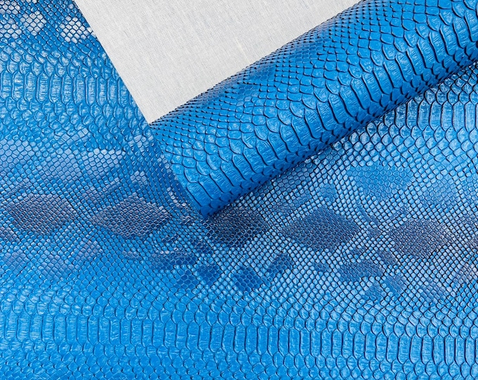 Royal Blue Viper Snake Skin Texture Faux Leather Fabric| 54" Wide| Upholstery| Bags.