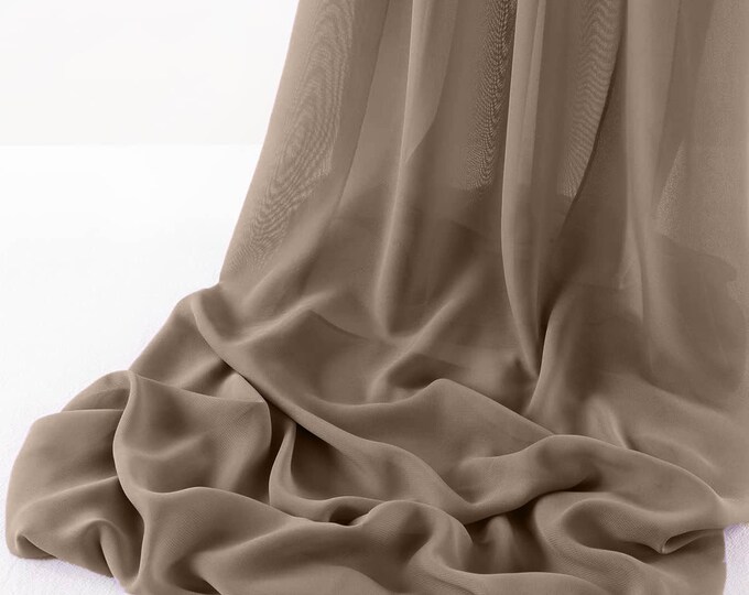 Khaki 5 Yards Chelsea Wool Dobby Chiffon Fabric/58" Wide Sheer Fabric/Solid Color Draping Fabric for Wedding Party Easter Backdrop.