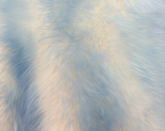 Light blue/ off white cotton candy design shaggy faux fun fur- 2 tone super soft faux fur- sold by yard