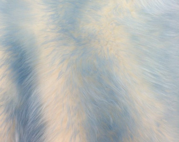 Light blue/ off white cotton candy design shaggy faux fun fur- 2 tone super soft faux fur- sold by yard