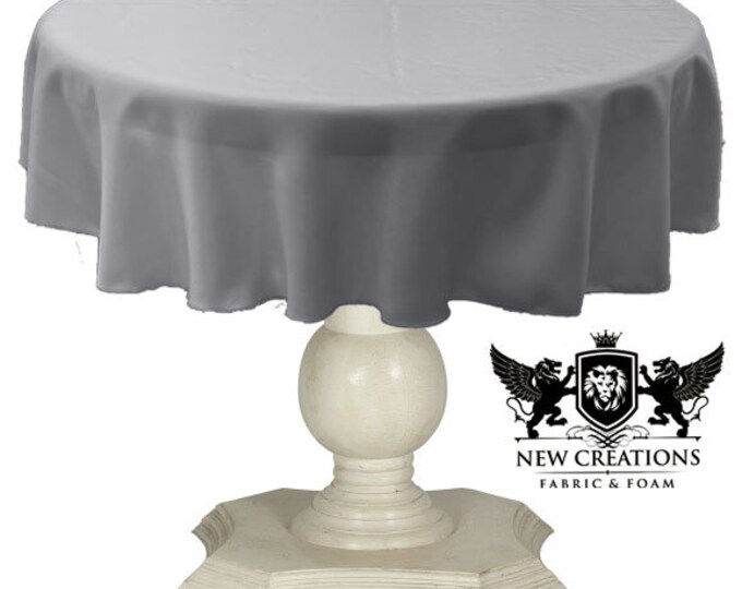 Silver Tablecloth Solid Dull Bridal Satin Overlay for Small Coffee Table Seamless.