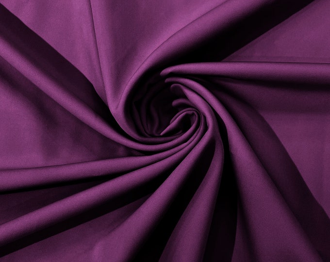 Plum Dull 4 Way Stretch Crepe Fabric/Medium Crepe-Bridal Fabric/Apparel Fabric/Polyester Crepe-Spandex/