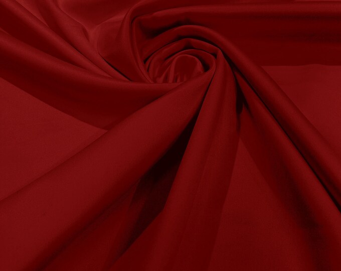 Dark Red Matte Stretch Lamour Satin Fabric 58" Wide/Sold By The Yard. New Colors