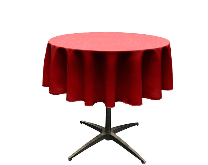 Red - Solid Round Polyester Poplin Tablecloth Seamless.