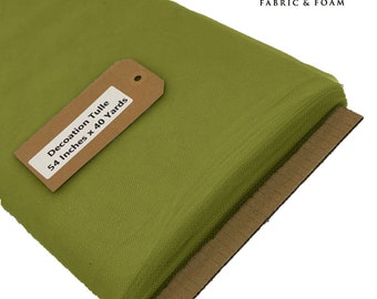 Olive Green 54" Wide by 40 Yards Long (120 Feet) Polyester Tulle Fabric Bolt, for Wedding and Decoration.