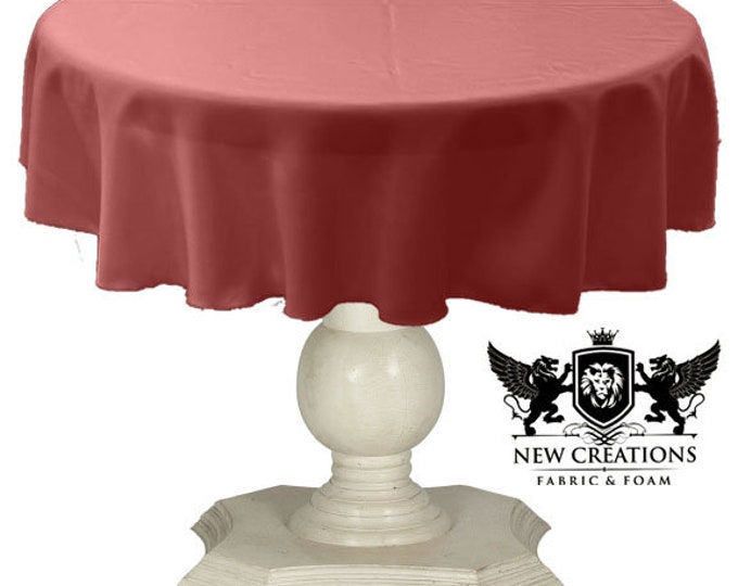 Brick Round Tablecloth Solid Dull Bridal Satin Overlay for Small Coffee Table Seamless.