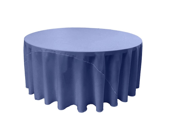 Sea Blue - Solid Round Polyester Poplin Tablecloth With Seamless.