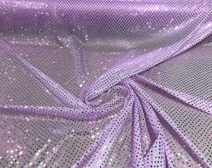 Lavender 44/45" Wide Faux Sequin Light weight Knit Fabric Shiny Dot Confetti for Sewing Costumes Apparel Crafts Sold by The Yard.