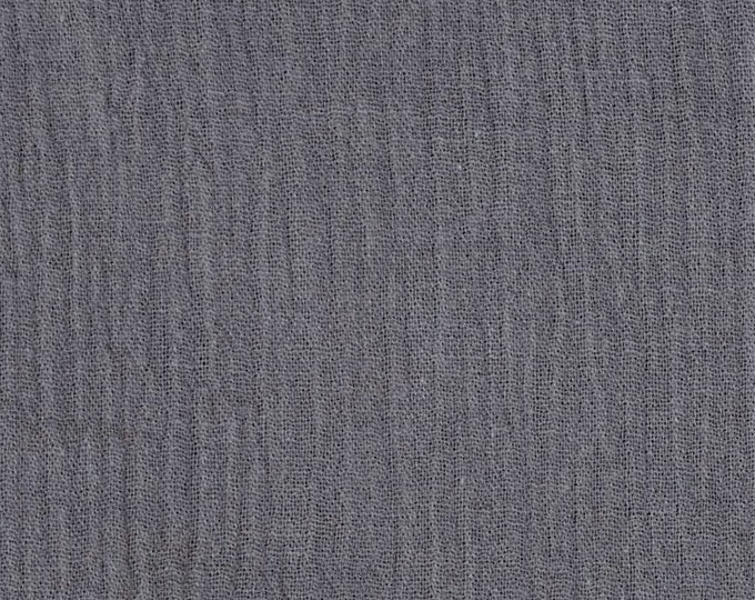 Gray Cotton Gauze Fabric 100% Cotton 48/50" inches Wide Crinkled Lightweight Sold by The Yard.